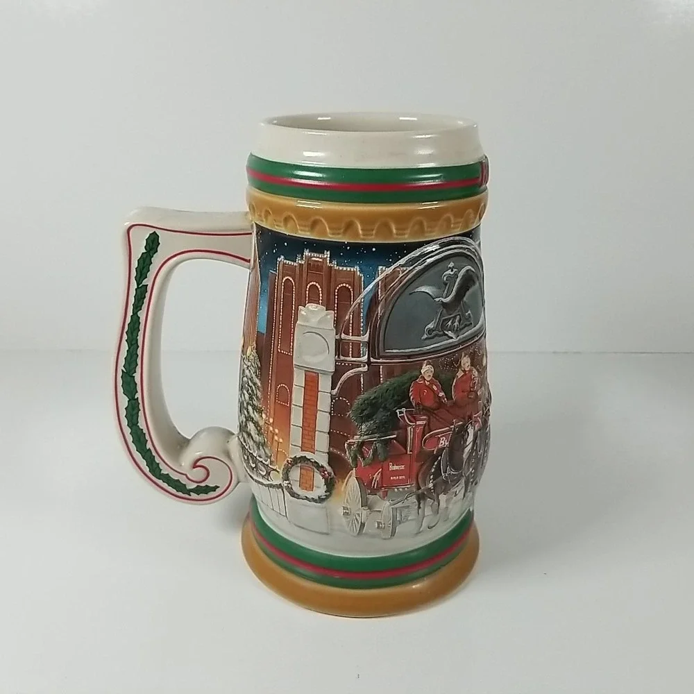1997 Budweiser Holiday Stein CS313 Christmas beer mug Anheuser-Busch Bud series
